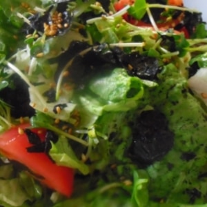 レタス、きゅうり、味付け海苔の和グリーンサラダ